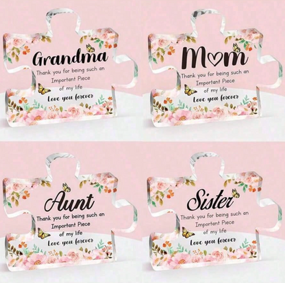 Puzzle-Shaped Acrylic Keepsake – Gift for Grandma, Mom, Aunt or Sister