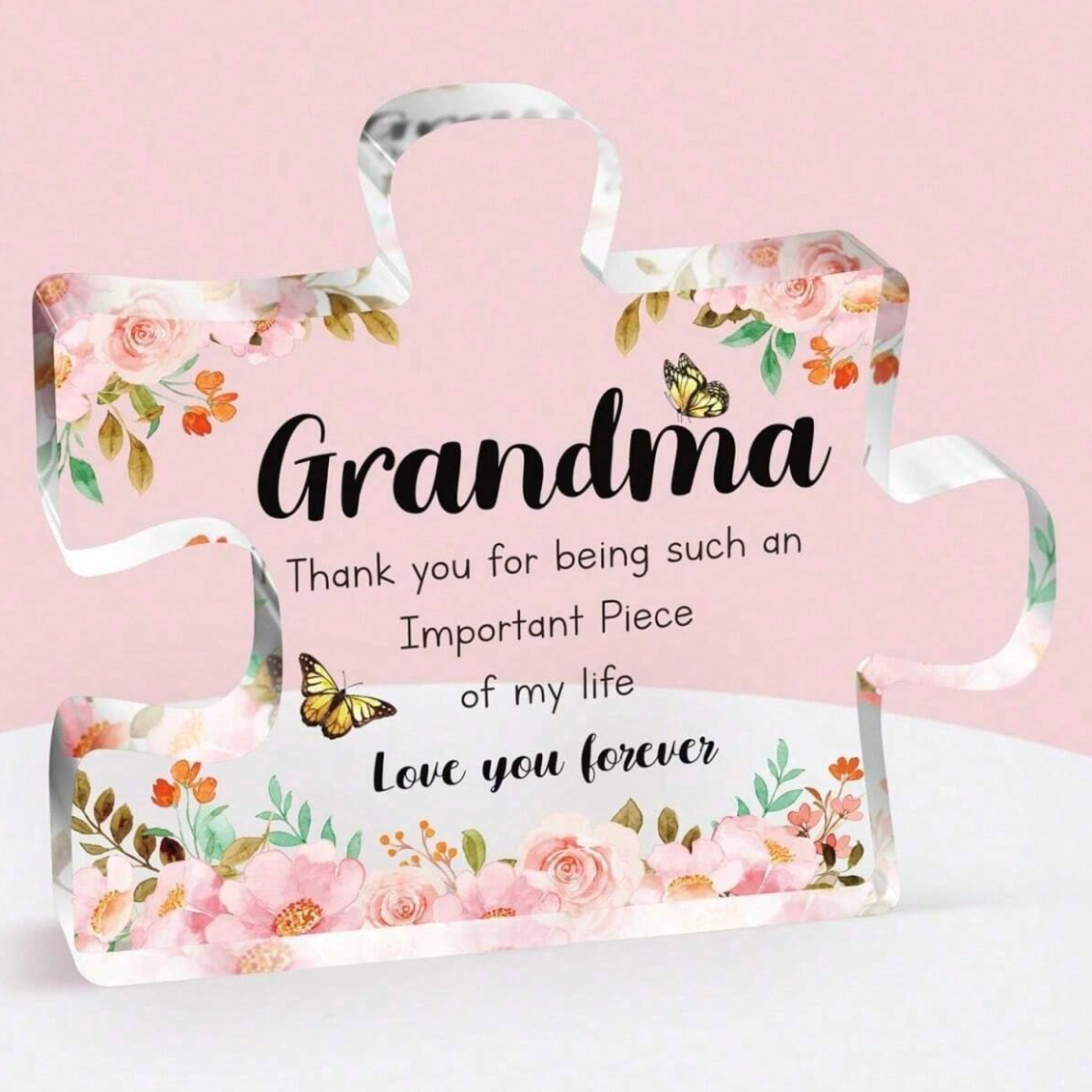 Puzzle-Shaped Acrylic Keepsake – Gift for Grandma, Mom, Aunt or Sister