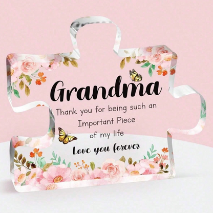 Puzzle-Shaped Acrylic Keepsake – Gift for Grandma, Mom, Aunt or Sister