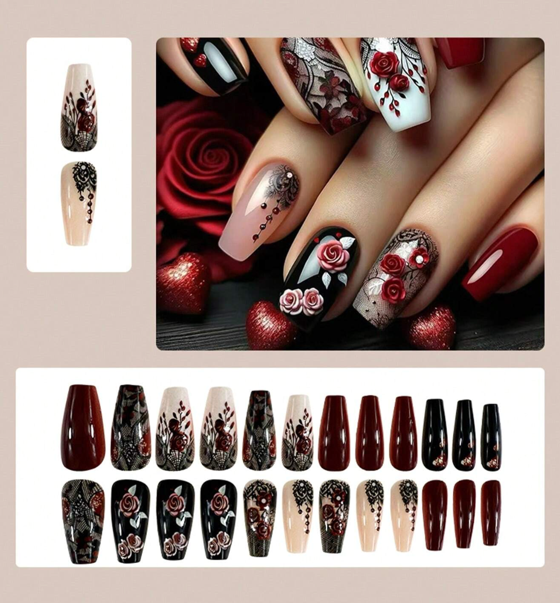24PCS Long Ballerina Press On Nails Sunflower Butterfly Glossy Fake Nails Set