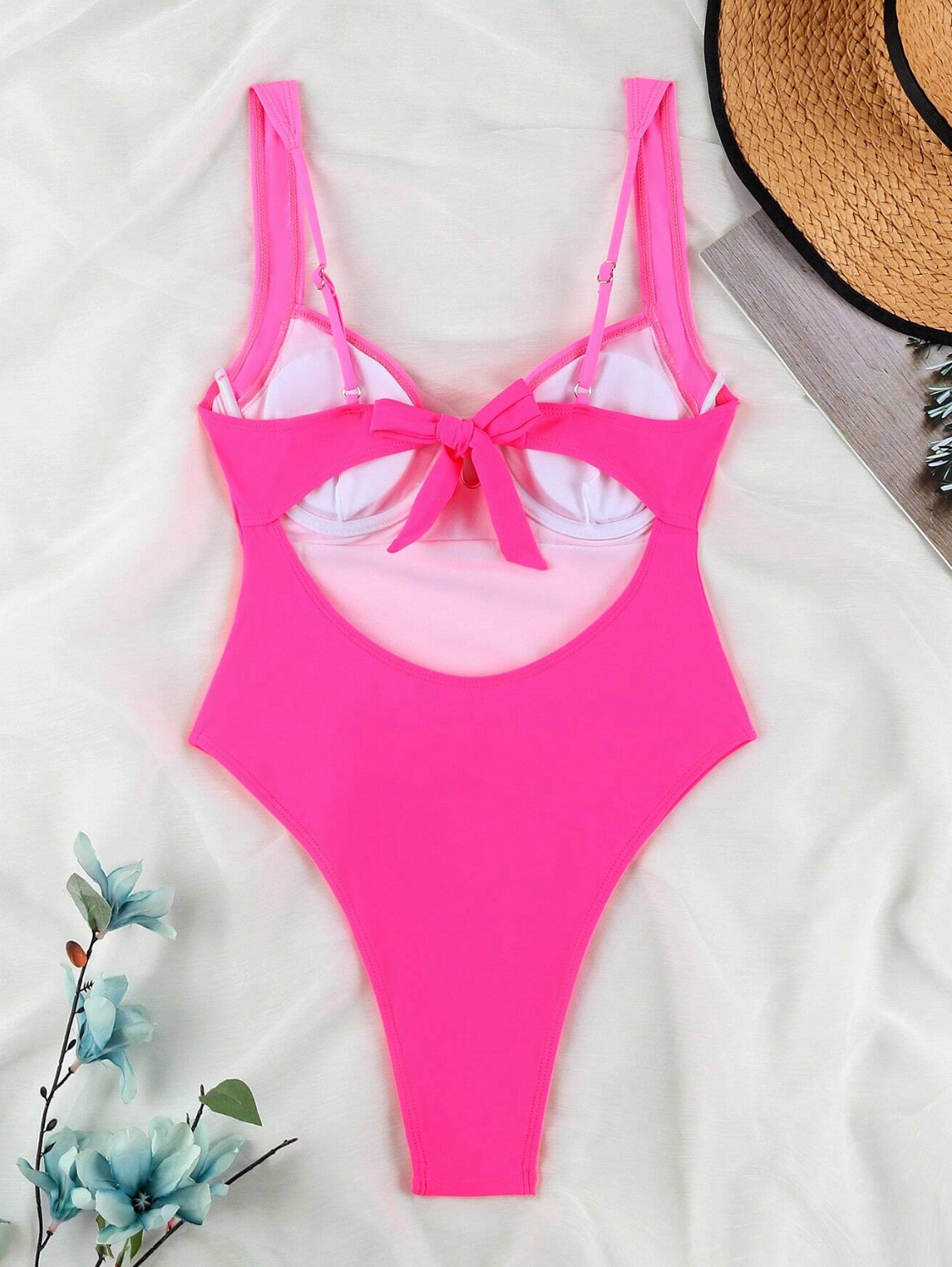 Amalfi Deep V-Neck Swimsuit in Azure Blue - Elegant Sculpting One-Piece