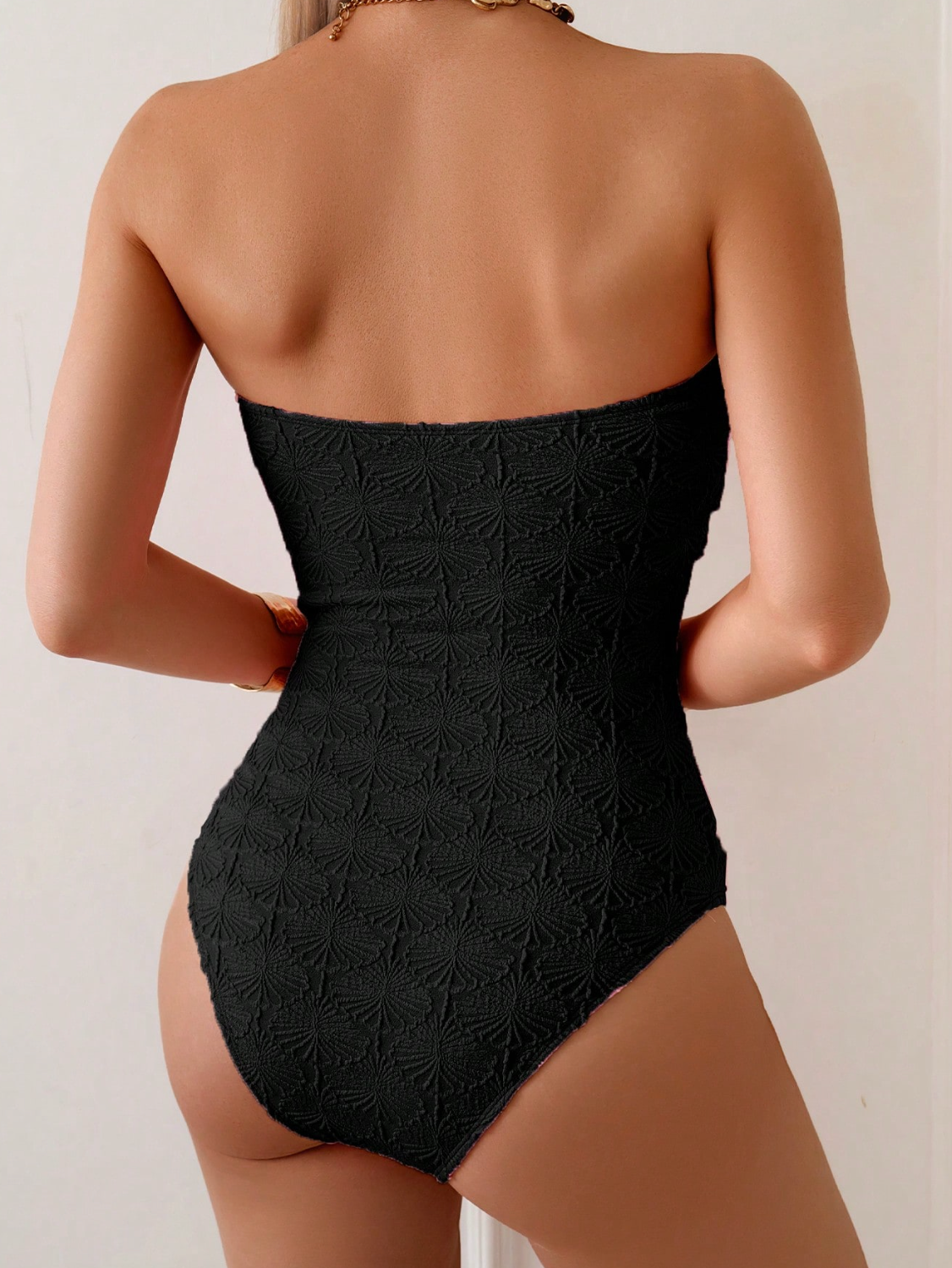 Mykonos White Knitted Cut-Out Swimsuit - Elegant Bandeau One-Piece