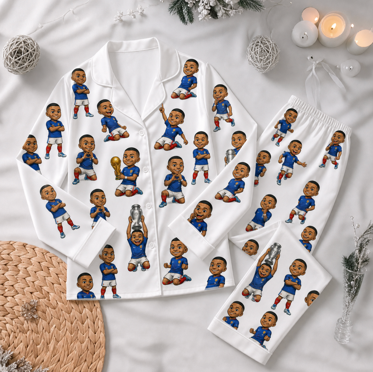 Blue Soccer Champion Satin Pajamas