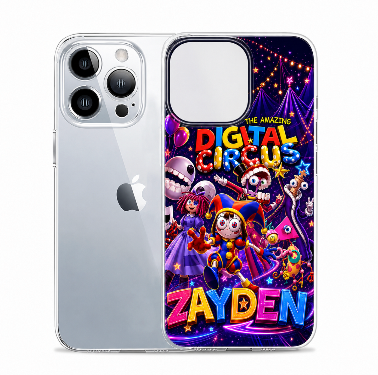 Personalized Neon Circus Adventure Clear Phone Case