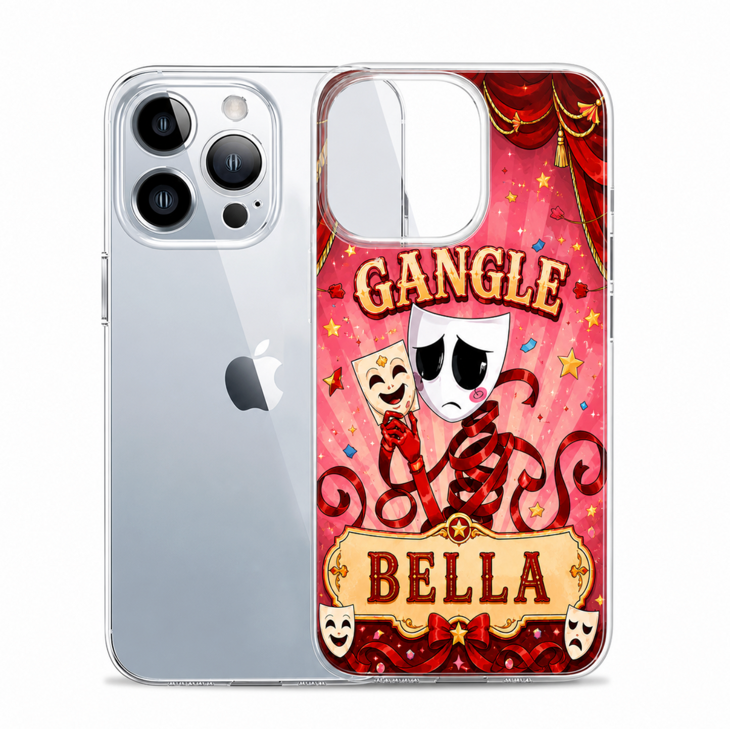 Personalized Theater Mask Circus Clear Phone Case
