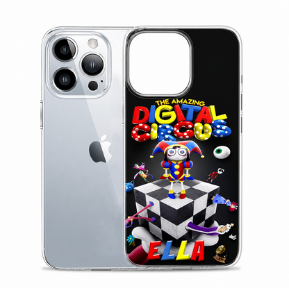 Personalized Checkerboard Circus Jester Clear Phone Case