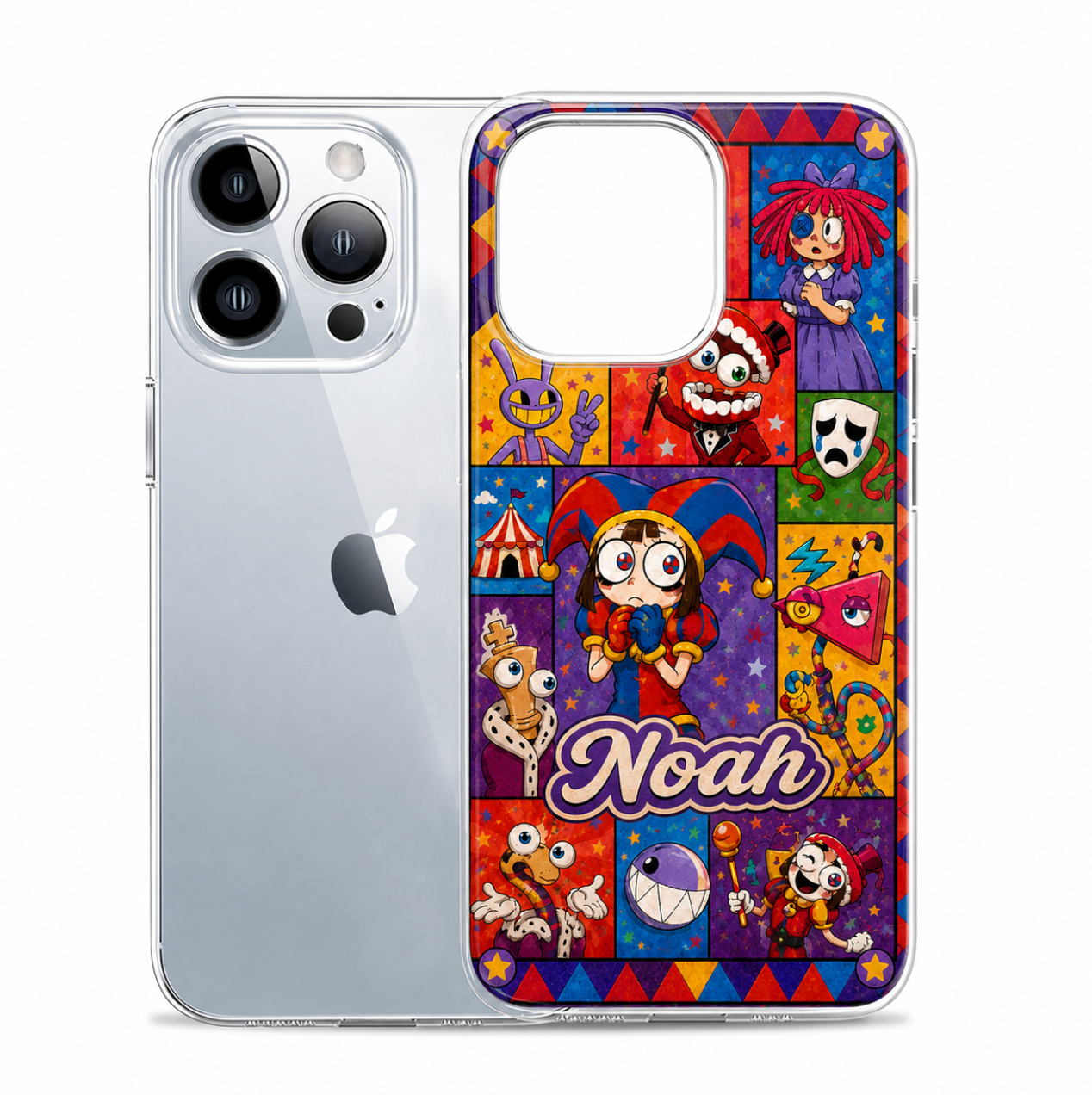 Personalized Circus Comic Collage Clear Phone Case