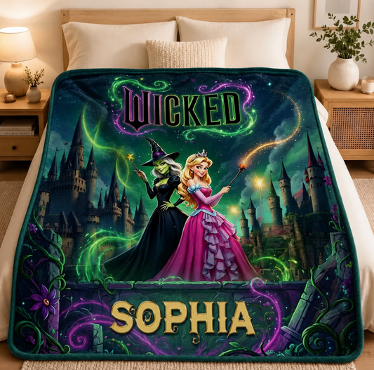 Custom Witch and Princess Enchanted Castle Blanket