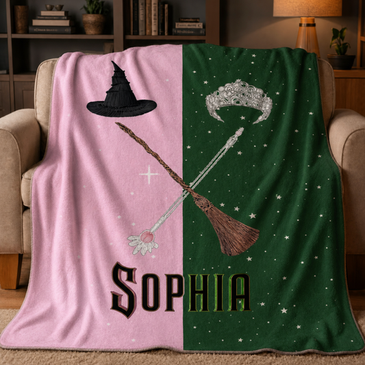 Custom Pink and Green Magical Symbols Blanket