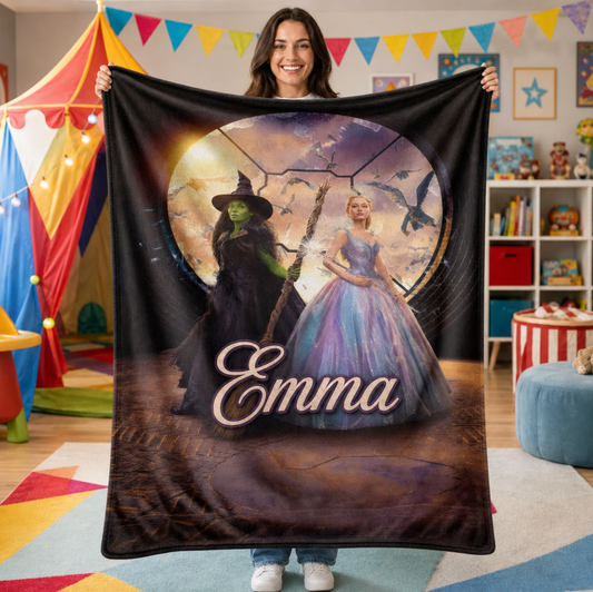 Custom Magical Witch and Princess Adventure Blanket