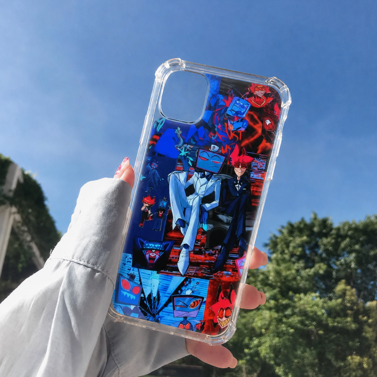 Broadcast Rivals Red and Blue Collage Clear Phone Case