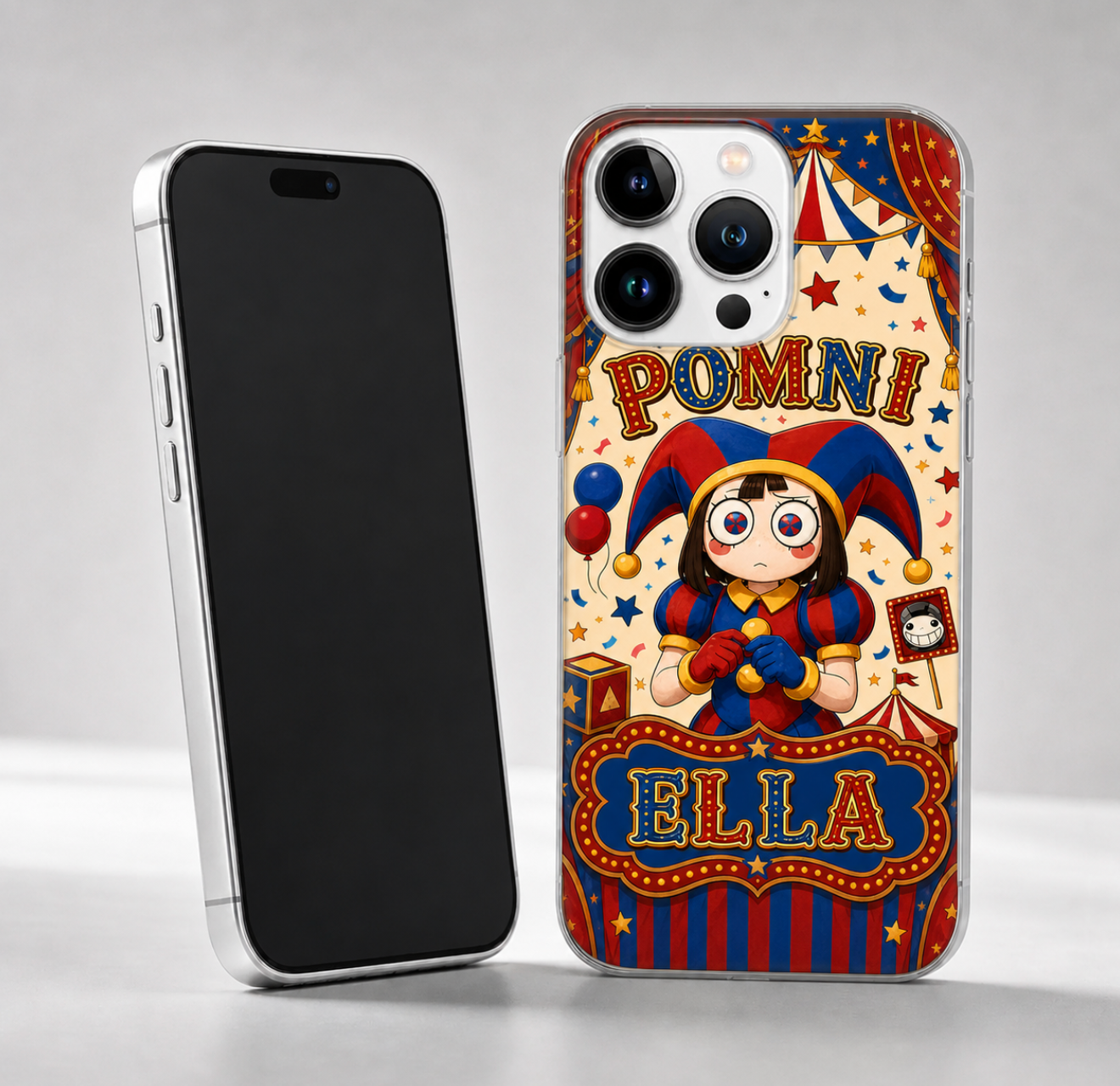 Personalized Vintage Circus Character Clear Phone Case