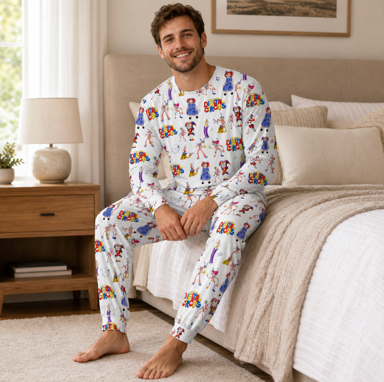 White Digital Circus Family Matching Pajamas