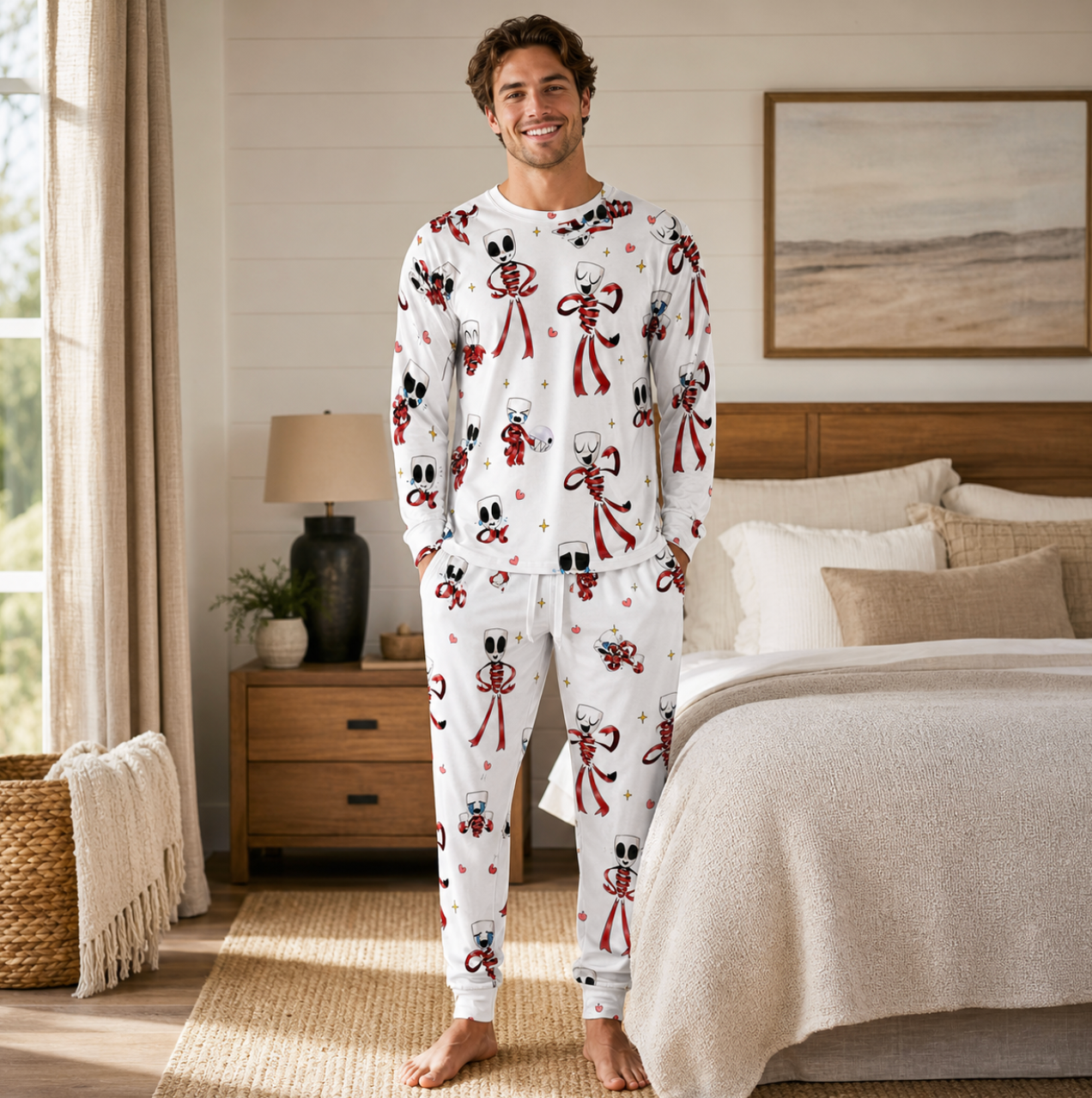 White Skeleton Love Family Matching Pajamas