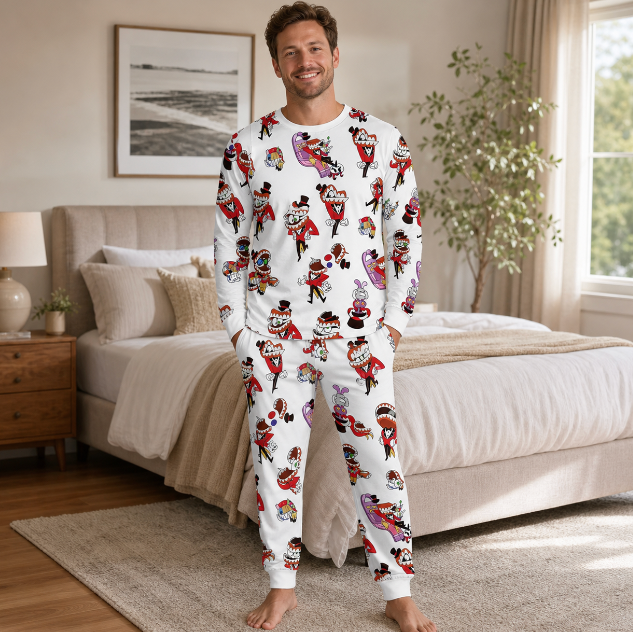 White Smile Monster Family Matching Pajamas
