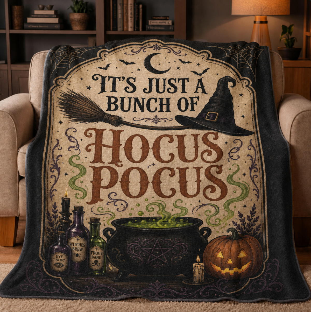 Vintage Spell Cauldron Blanket