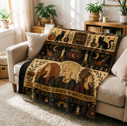 Vintage Spooky Sisters Throw Blanket