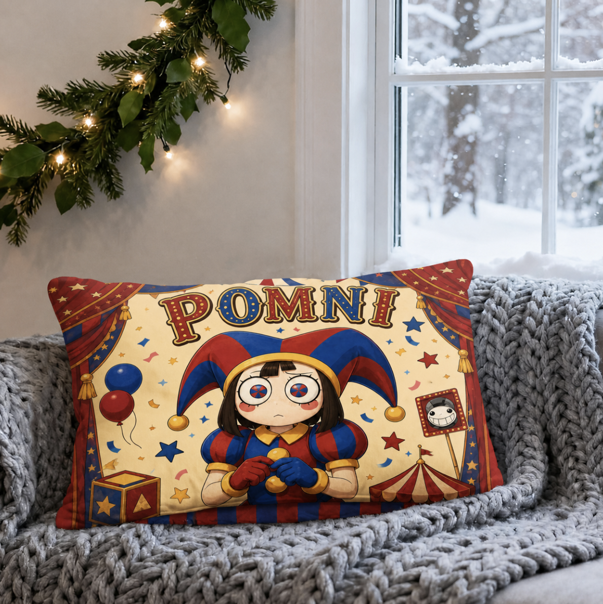 Jester Girl Circus Pillow 18x13 inch