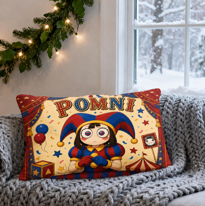 Jester Girl Circus Pillow 18x13 inch