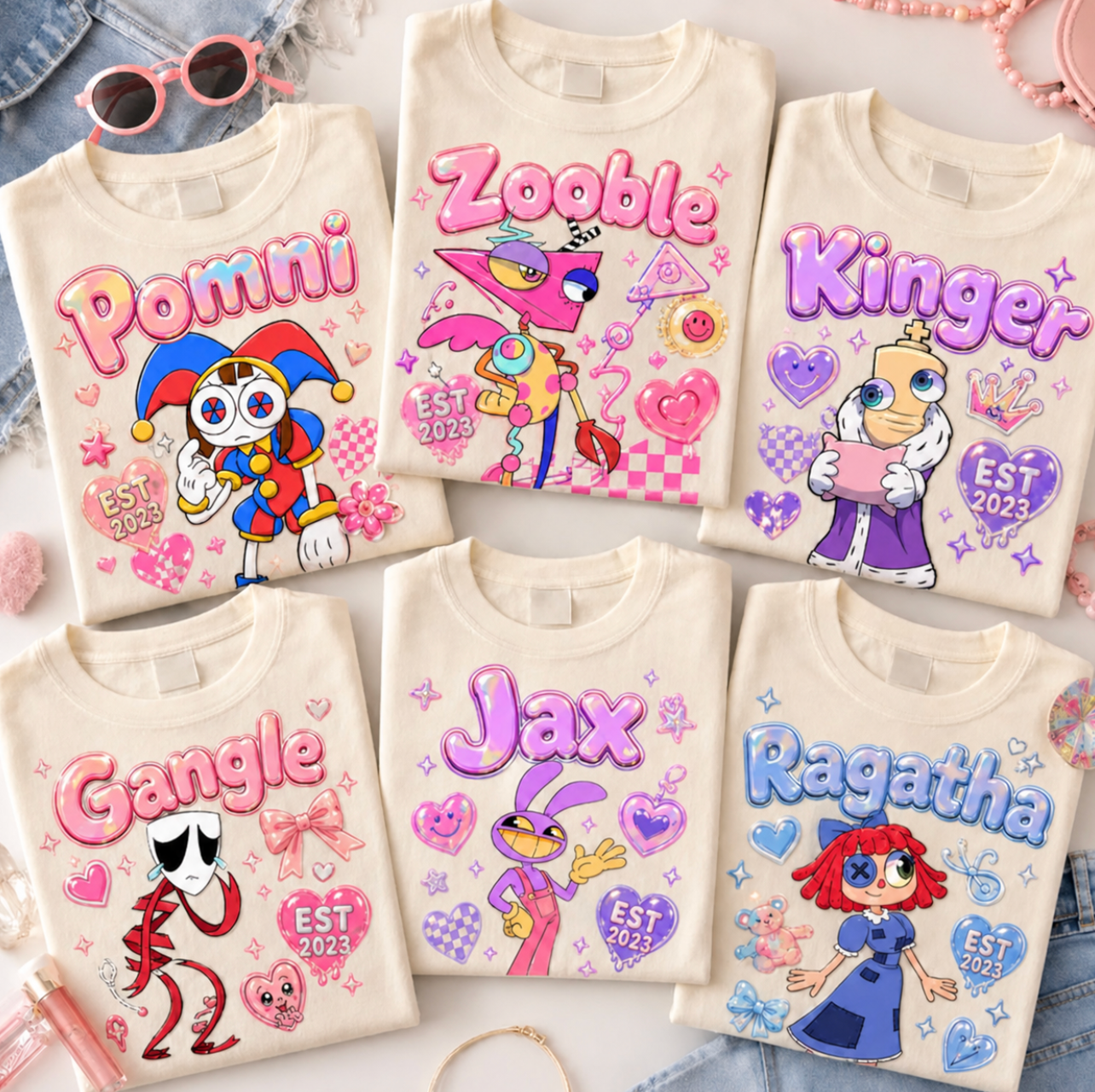 Cream Jester Girl Family T-Shirt