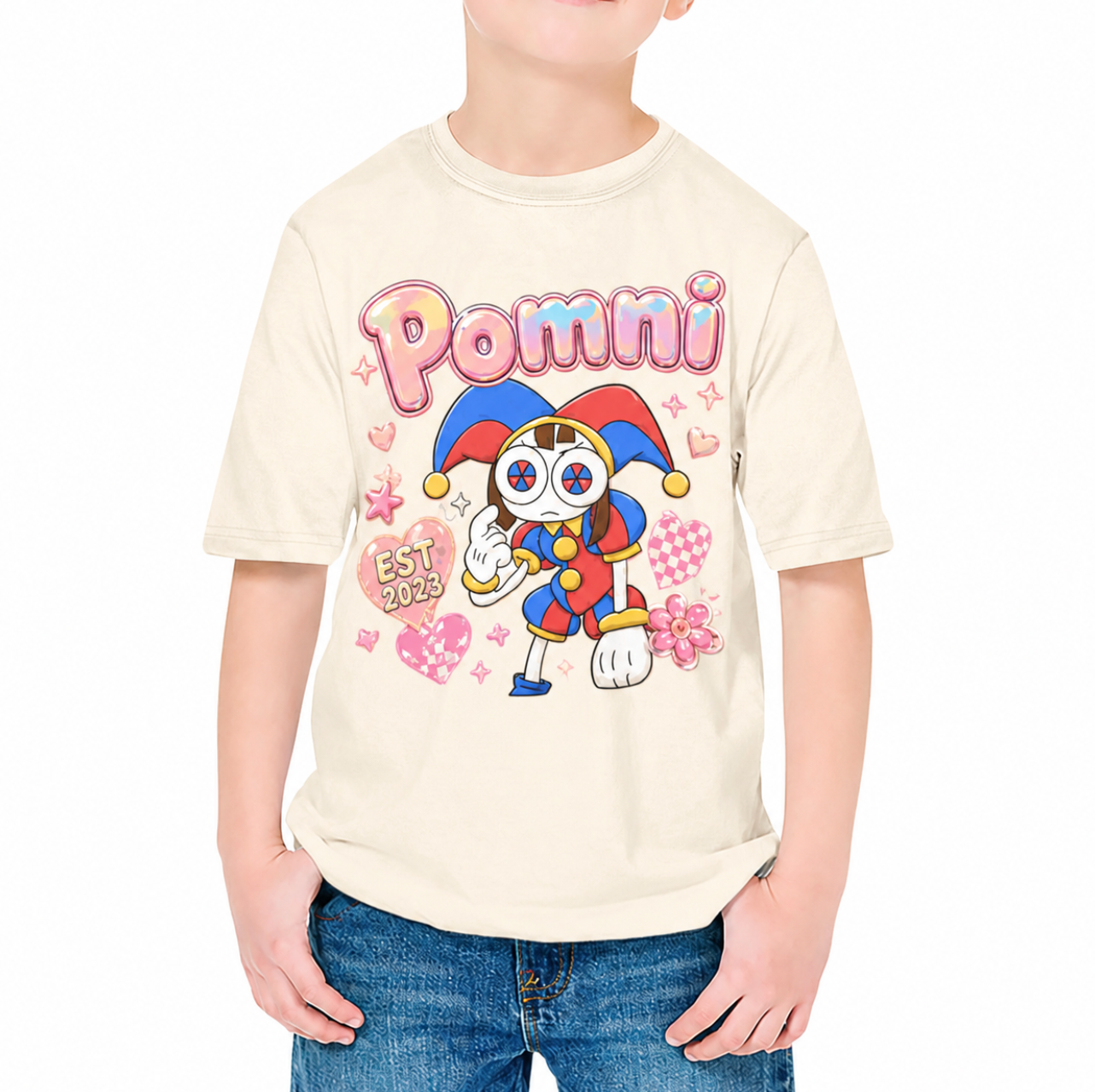 Cream Jester Girl Family T-Shirt
