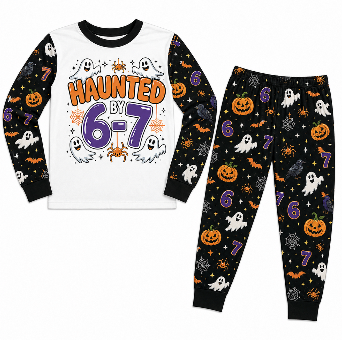 Ghost Haunted 6-7 Meme Halloween Family Matching Pajamas