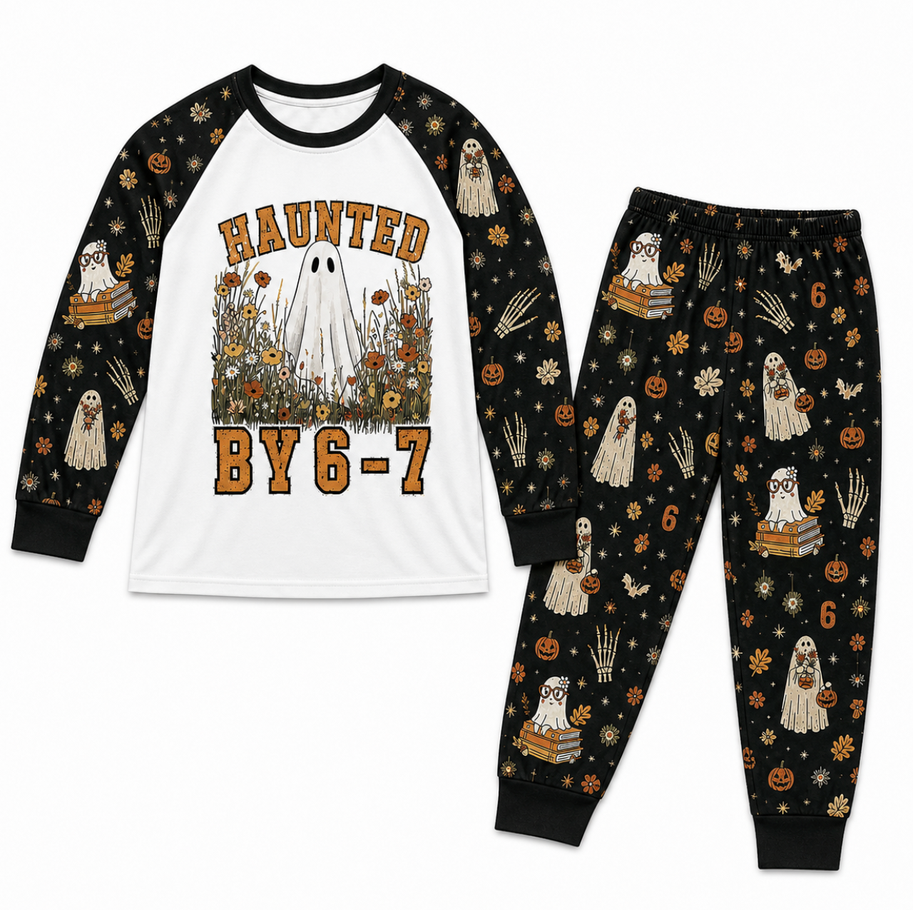 Floral Haunted 6-7 Meme Halloween Family Matching Pajamas