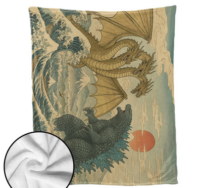Vintage Great Wave Epic Battle Monster Blanket