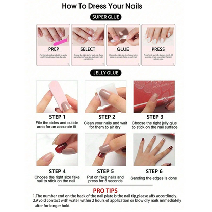 Almond Press On Nails With Cute Red Heart Pattern Medium Length 24pcs Nail Box