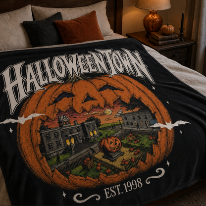 Vintage Pumpkin Town Blanket
