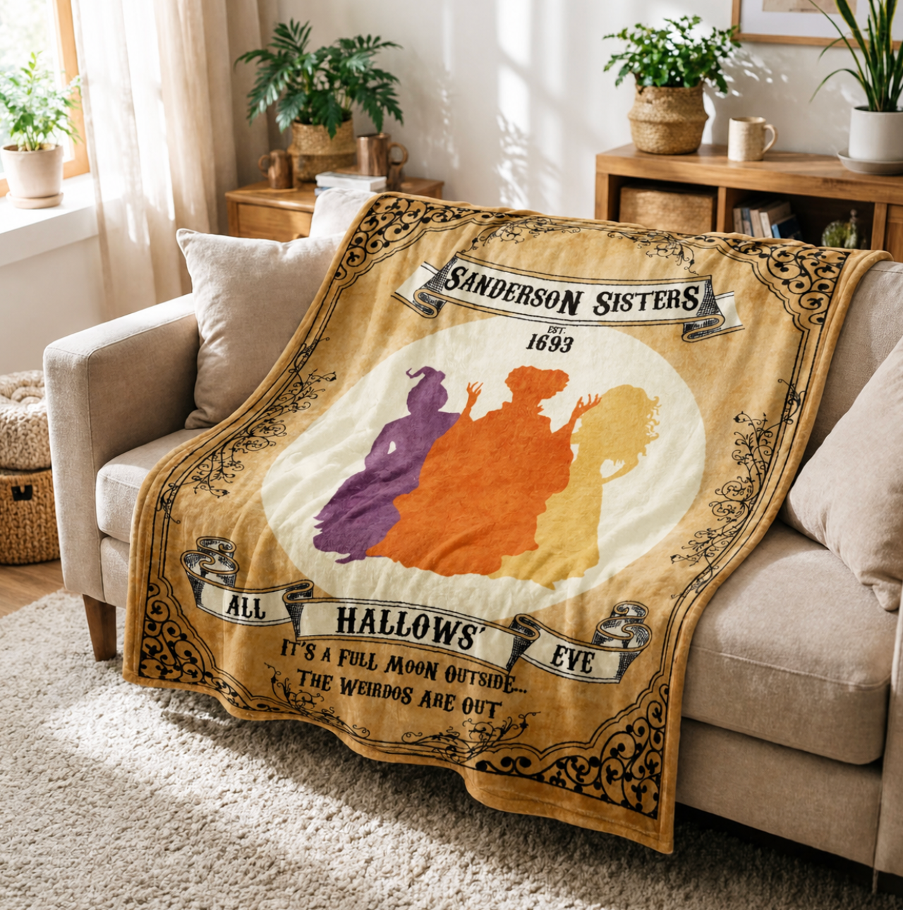 Spooky Sister Full Moon Blanket