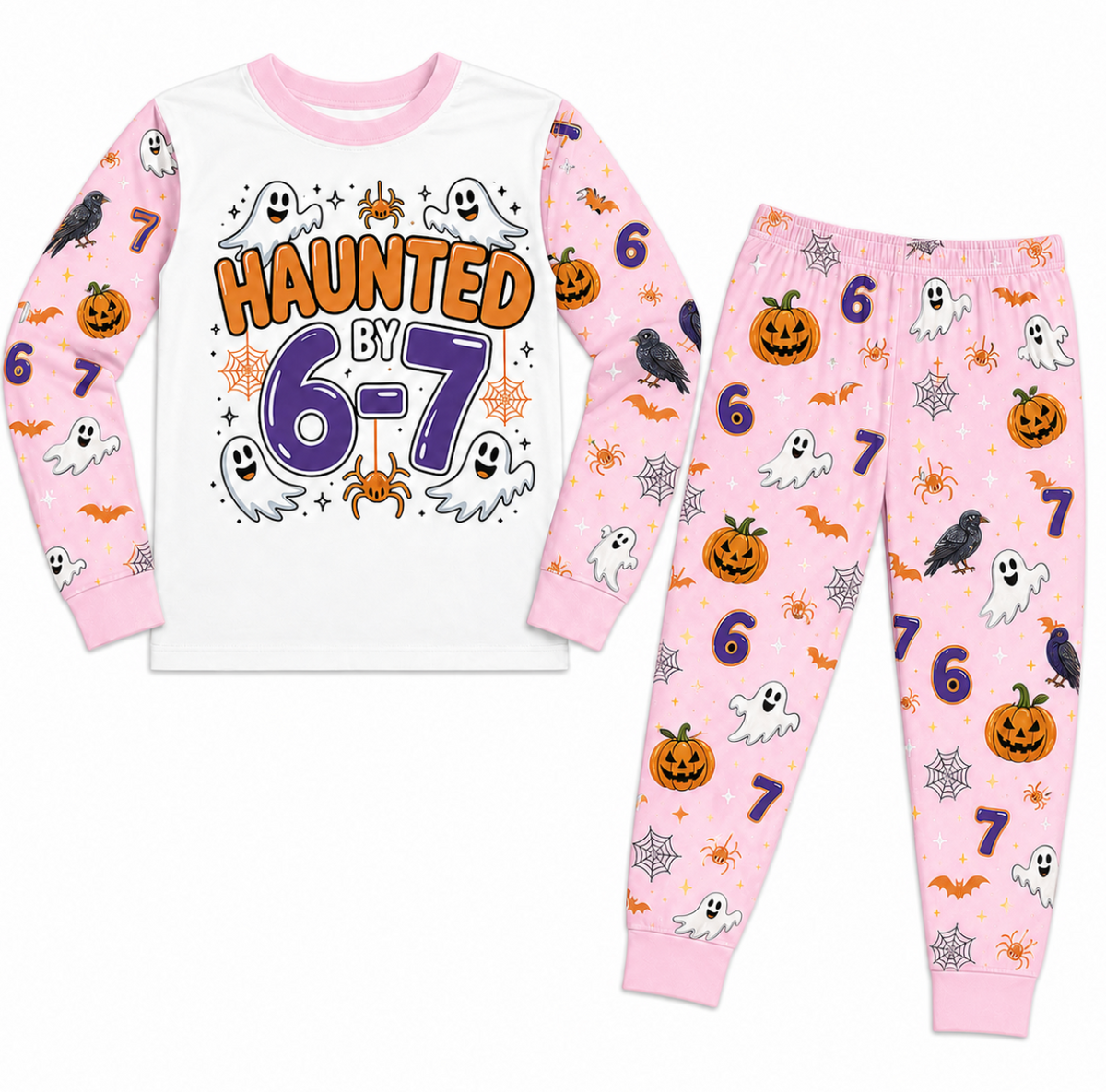 Ghost Haunted 6-7 Meme Halloween Family Matching Pajamas