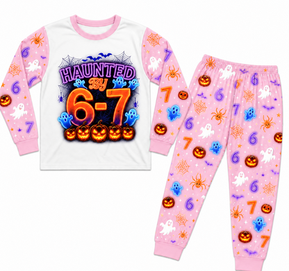 Neon Haunted 6-7 Meme Halloween Family Matching Pajamas