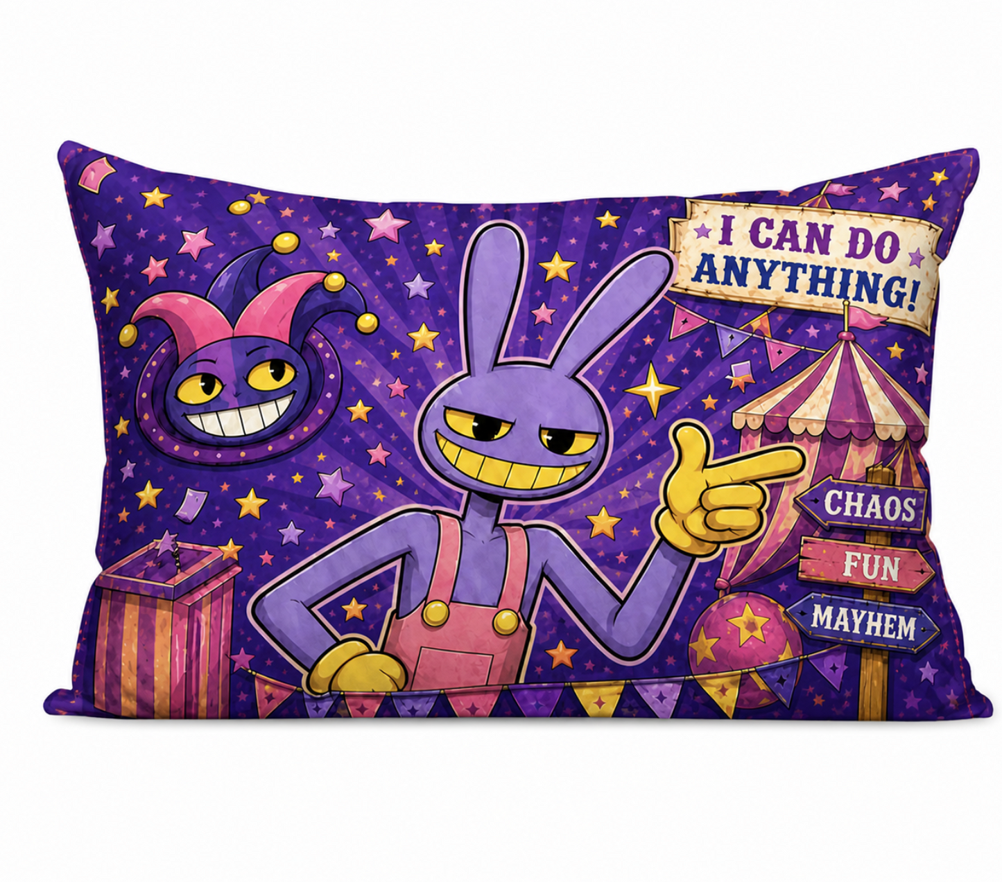 Purple Bunny Circus  Kids Pillow 18x13 inch