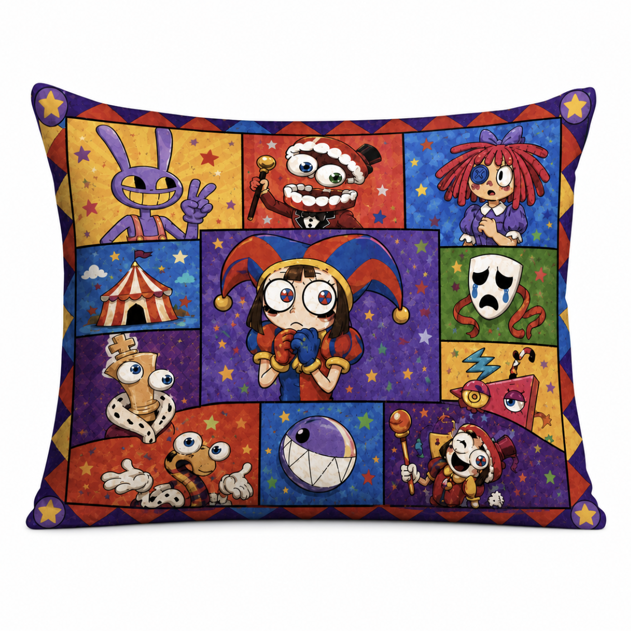Circus Patchwork Pillow 18x13 inch
