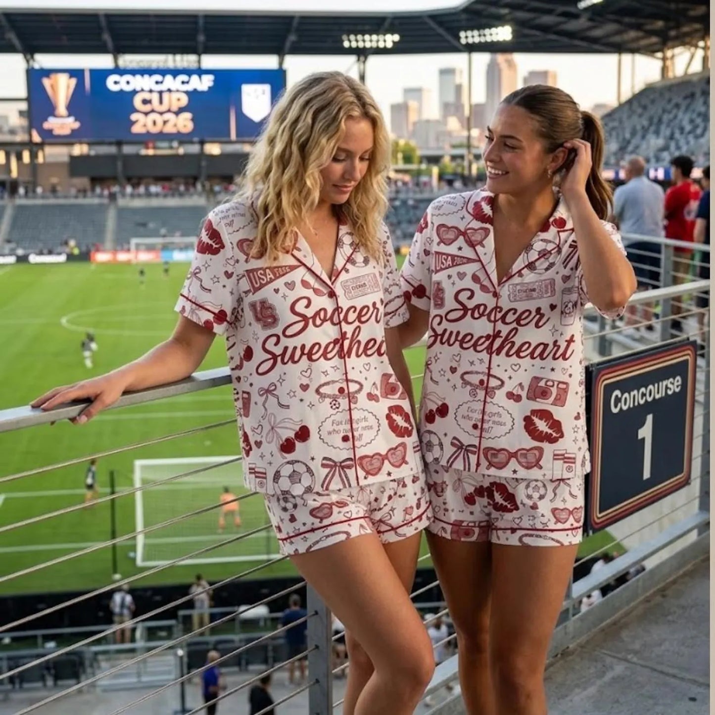 The 2026 Soccer Sweetheart Satin Pajamas – Cute All-Over Print Unisex Game Day Sleepwear
