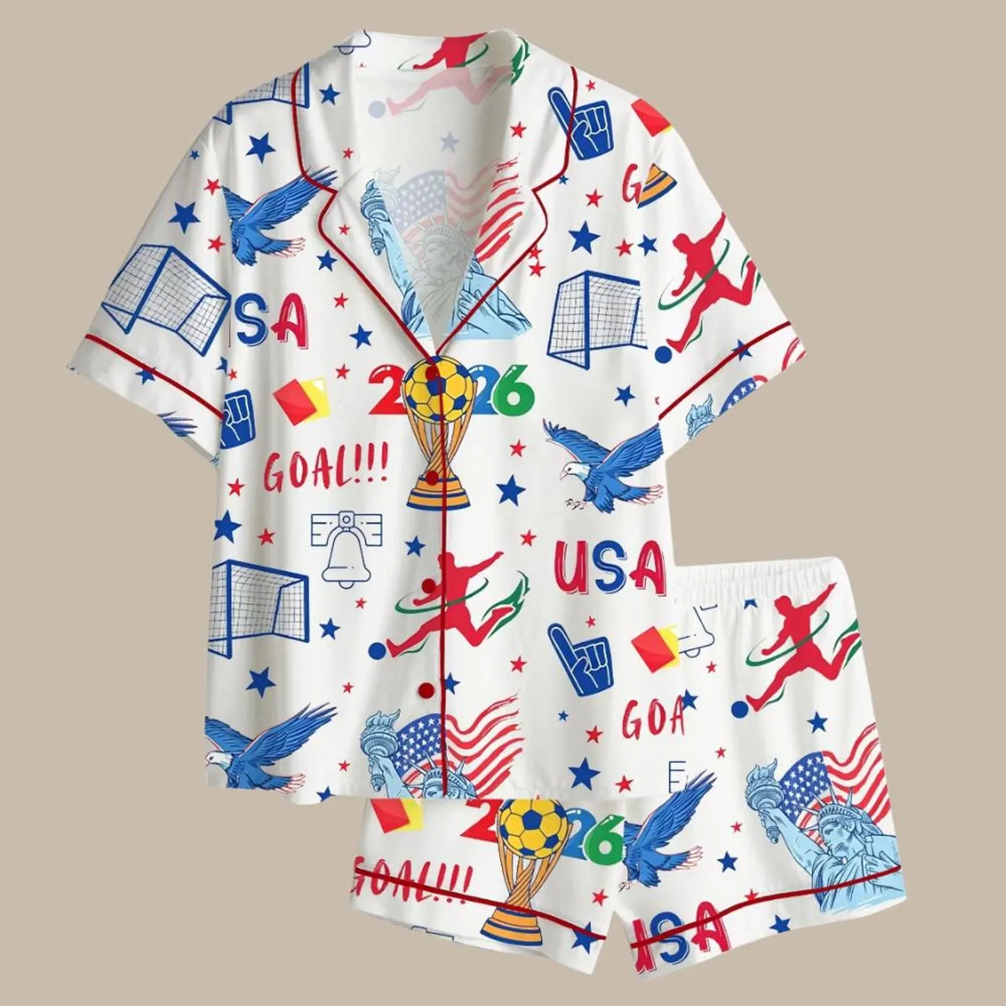 The USA Soccer 2026 Game Night Satin Pajamas – Matching Friends' Watch Party Premium Sleepwear Set