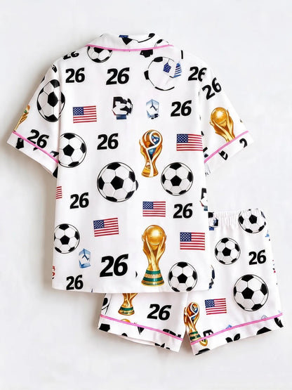 The USA Soccer 2026 Game Night Satin Pajamas – Matching Friends' Watch Party Premium Sleepwear Set