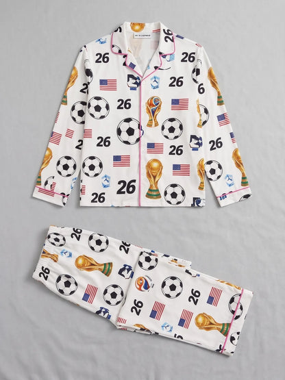 The USA Soccer 2026 Game Night Satin Pajamas – Matching Friends' Watch Party Premium Sleepwear Set