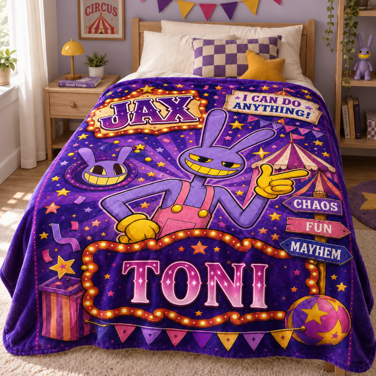 Custom Name Purple Bunny Blanket