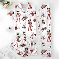 Red Ribbon Cartoon Character Satin Pajamas Set