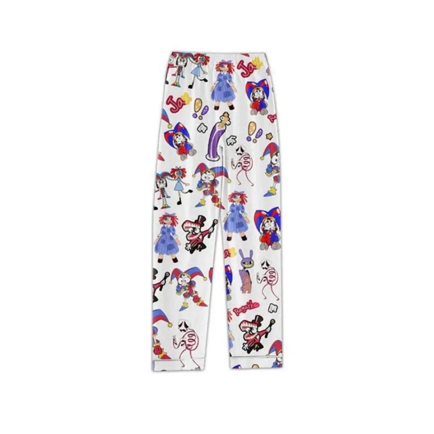 Soft Silk Digital Circus Lounge Set - Cute Cartoon Print Satin Sleepwear