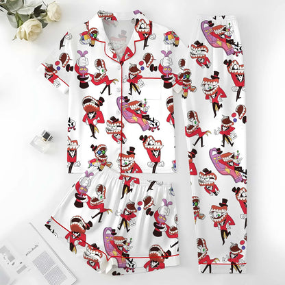 Silky Satin Pajama Set: Digital Circus Aesthetic Edition - Premium Inspired Sleepwear for Fans