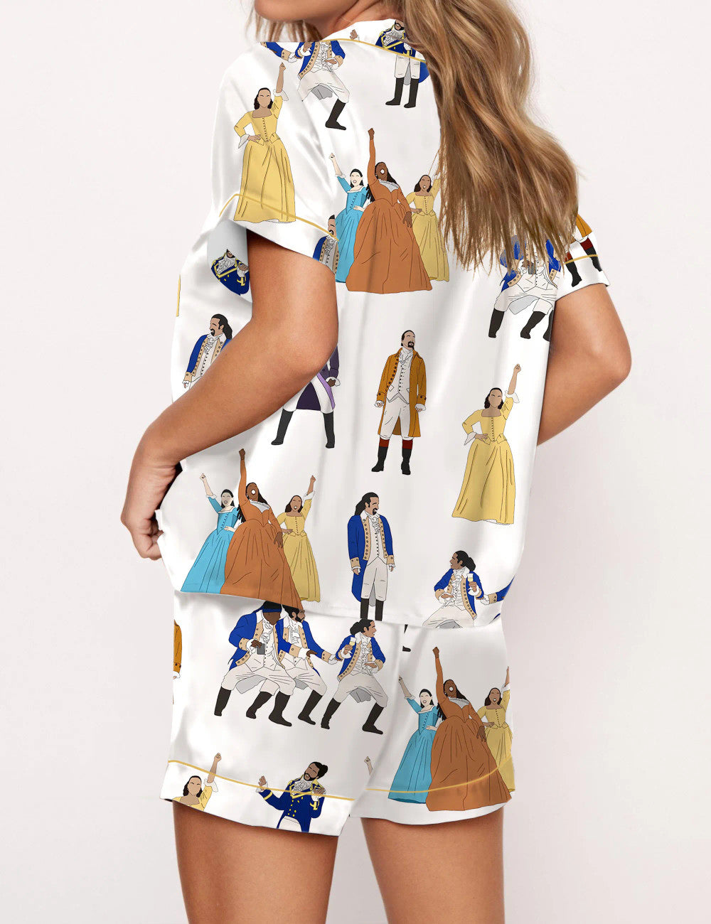 Hamilton Inspired Satin Pajama Set for Women, Elegant Music Lover Sleepwear, Cozy Nightwear Gift