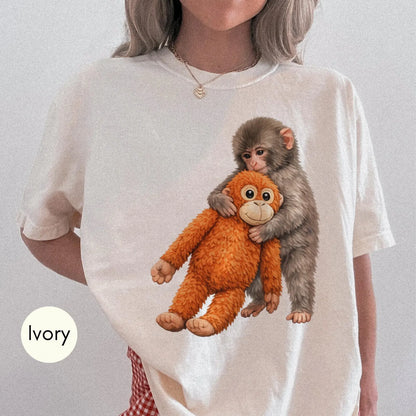 Monkey Punch Comfort Colors Shirt – Cute Baby Monkey Plush Graphic Tee