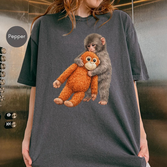 Monkey Punch Comfort Colors Shirt – Cute Baby Monkey Plush Graphic Tee
