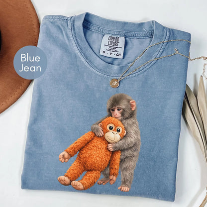 Monkey Punch Comfort Colors Shirt – Cute Baby Monkey Plush Graphic Tee