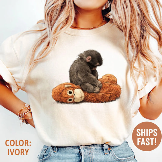 Comfort Colors Punch Baby Monkey Shirt – Viral Emotional Plush Toy Graphic Tee