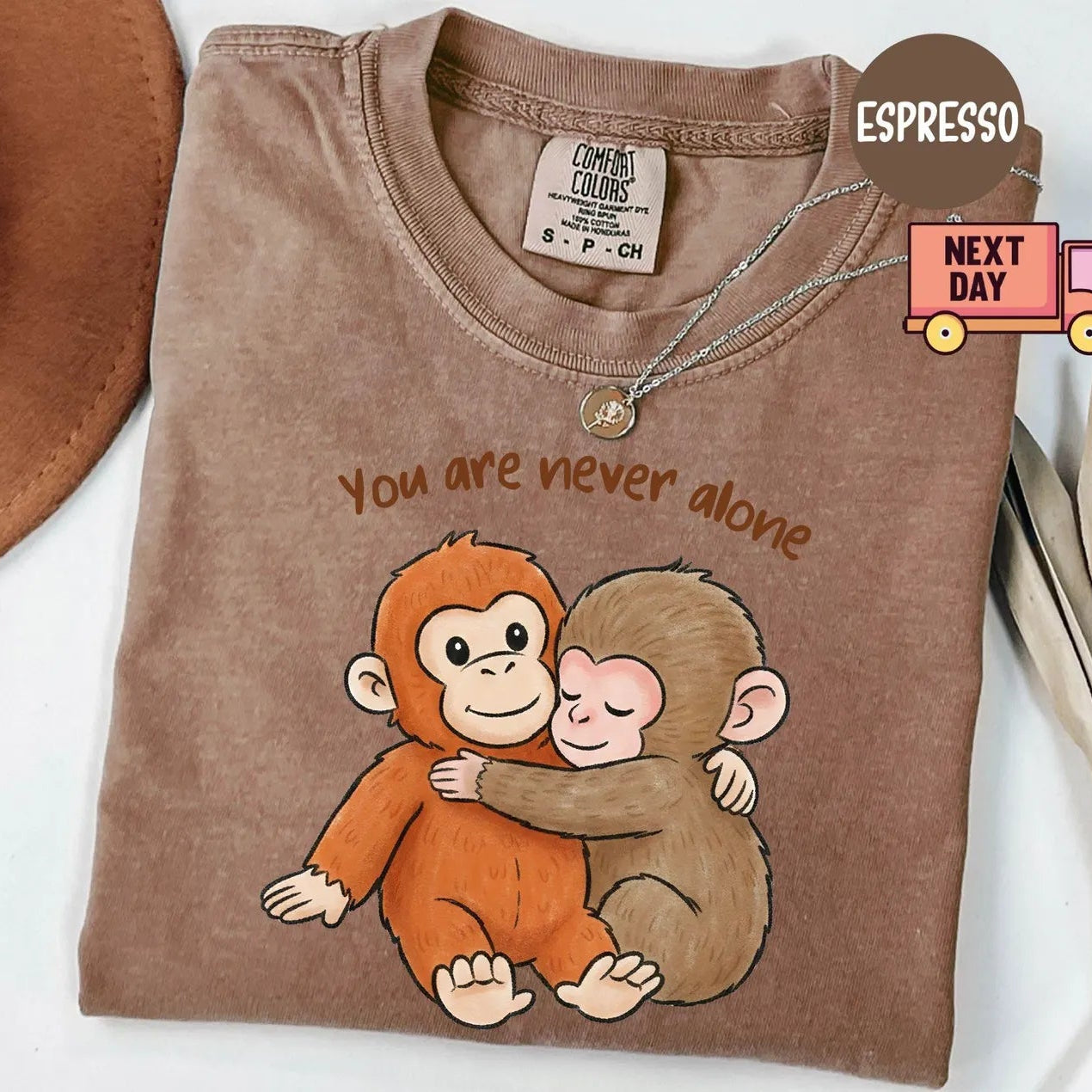 Comfort Colors Viral Punch Monkey Shirt – Cute Baby Monkey with Plush Toy Graphic Tee
