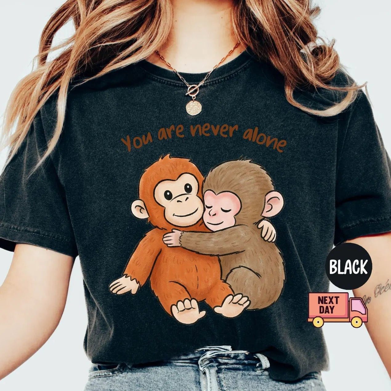 Comfort Colors Viral Punch Monkey Shirt – Cute Baby Monkey with Plush Toy Graphic Tee